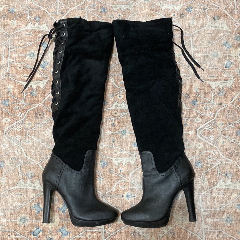 Knee High leather fur lined boots